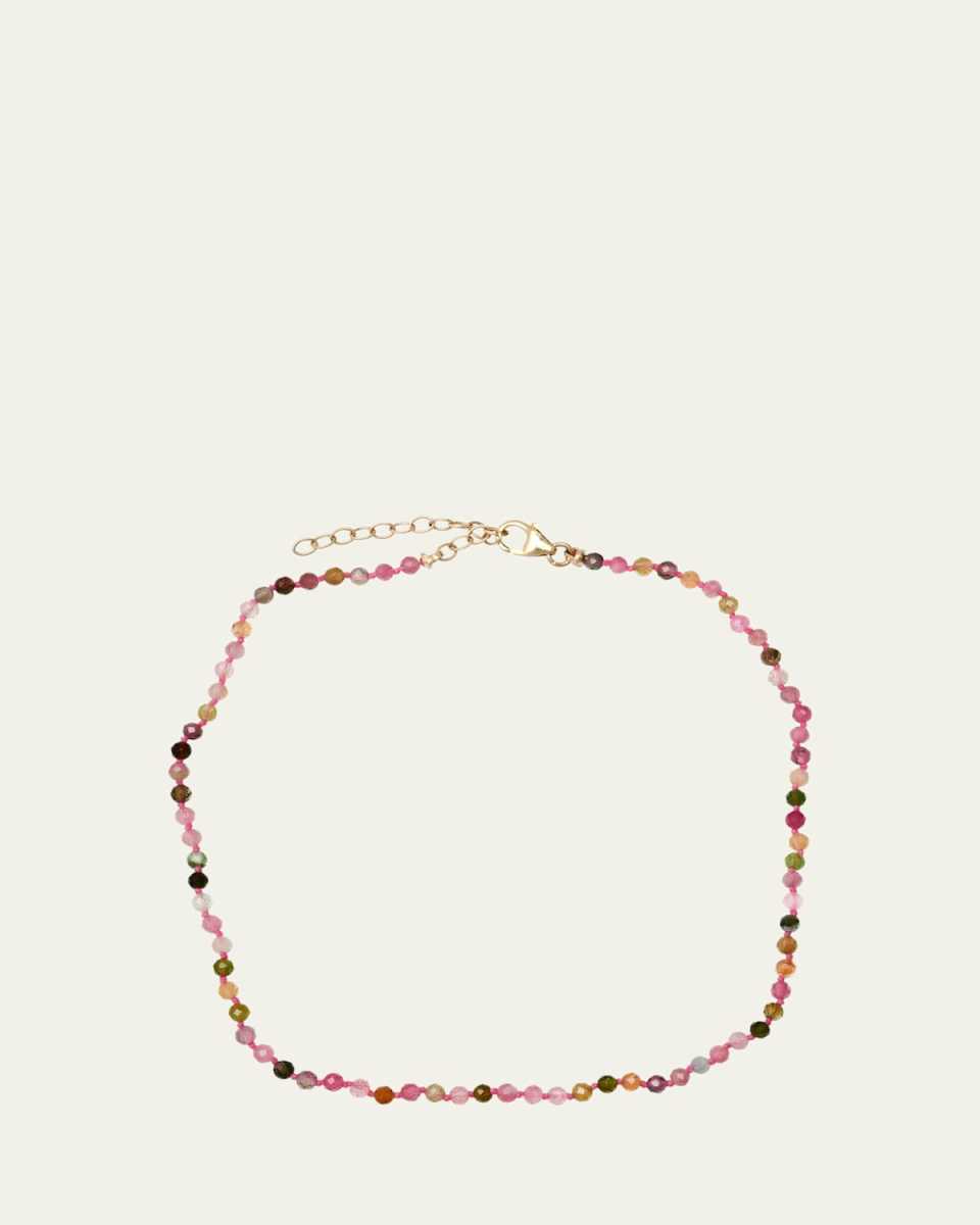 14K Yellow Gold Tourmaline Beaded Anklet